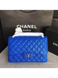 Chanel Jumbo Classic Cannage Pattern Flap Bag Original Leather A58600 Blue HY17549nQ90