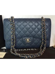 Chanel Jumbo Double Flaps Bag Blue Cannage Pattern A36097 Silver HY3703PC54