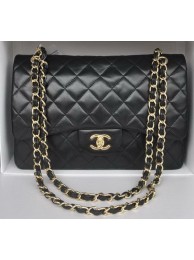 Chanel Jumbo Double Flaps Bags Black Sheepskin Leather A36097 Gold HY4399mV18