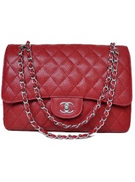 Chanel Jumbo Quilted Classic Flap Bag Burgundy Cannage Patterns A58600 Silver HY13871dE28