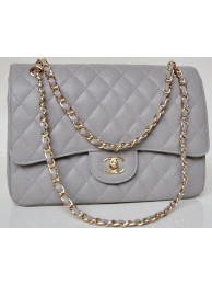 Chanel Jumbo Quilted Classic Flap Bag Grey Cannage Patterns A58600 Gold HY14713pA42