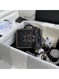 Chanel Lambskin Crystal Calfskin & Gold-Tone Metal Cosmetic Bag 8817 black HY11673Pf97