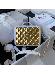 Chanel Lambskin Crystal Calfskin & Gold-Tone Metal Cosmetic Bag AS2900 white HY6511OG45
