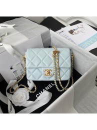 Chanel Lambskin Flap Shoulder Bag Original leather AS2855 light blue HY7377wn15