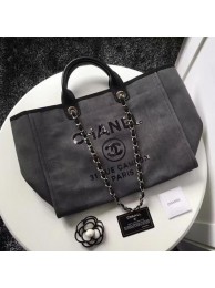 Chanel Large Canvas Tote Shopping Bag A1679 Grey HY19804sp14