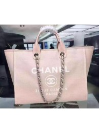 Chanel Large Canvas Tote Shopping Bag A1679 Pink HY681pB23