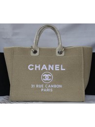 Chanel Large Canvas Tote Shopping Bag A67002 Apricot HY15179Kf26
