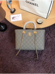 Chanel large shopping bag Calfskin & Gold-Tone Metal A57974 grey HY11059bm74