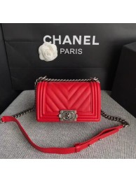 Chanel Le Boy Flap Shoulder Bag Original Calf leather A67085 Bright red silver Buckle HY5923fc78