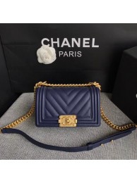 Chanel Le Boy Flap Shoulder Bag Original Calf leather A67085 dark blue Gold Buckle HY17603fc78