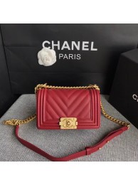 Chanel Le Boy Flap Shoulder Bag Original Calf leather A67085 deep red Gold Buckle HY16894Fh96