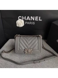 Chanel Le Boy Flap Shoulder Bag Original Calf leather A67085 grey silver Buckle HY22867Yf79