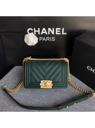 Chanel Le Boy Flap Shoulder Bag Original Caviar Leather P67085 Blackish green Gold Buckle HY1736EW67