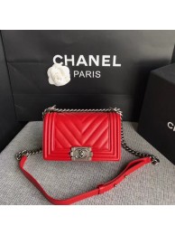 Chanel Le Boy Flap Shoulder Bag Original Caviar Leather P67085 Cherry silver Buckle HY18319Ea63