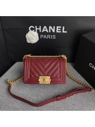 Chanel Le Boy Flap Shoulder Bag Original Caviar Leather P67085 Deep red Gold Buckle HY11923Pu45