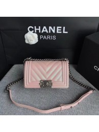 Chanel Le Boy Flap Shoulder Bag Original Caviar Leather P67085 pink silver Buckle HY15061CI68