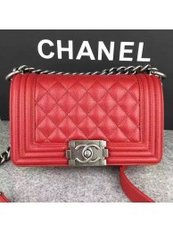 Chanel Le Boy Flap Shoulder Bag Original Cavier Leather A67085 Red Silver Buckle HY2627aM39