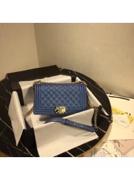 Chanel Le Boy Flap Shoulder Bag Original Leather Blue A67086 Gold HY5590dV68