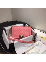 Chanel Le Boy Flap Shoulder Bag Original Leather Pink V67086 Gold HY23161nV16