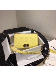 Chanel Le Boy Flap Shoulder Bag Original Leather Yellow A67086 Gold HY8082jo45