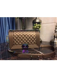 Chanel Le Boy Flap Shoulder Bag Sheepskin Leather D67086 Bronze HY21043ER88