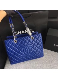 Chanel LE Boy Grand Shopping Tote Bag GST Blue Cannage Pattern A50995 Silver HY4266NP24