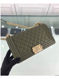 Chanel Leboy Original Calfskin leather Shoulder Bag Dark Green A67086 Gold HY9275Av26