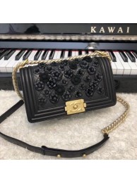 Chanel Leboy Original Calfskin leather Shoulder Bag E67086 black & Gold-Tone Metal HY293iv85