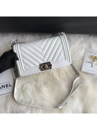 Chanel Leboy Original Caviar leather Shoulder Bag A67086 white silver chain HY14797XW58