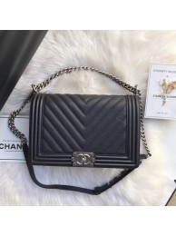 Chanel Leboy Original Caviar leather Shoulder Bag Black A67087 Silver HY24942jf20