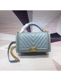 Chanel Leboy Original leather Shoulder Bag V67086 light blue & gold -Tone Metal HY15946NP24