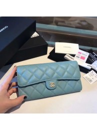 Chanel long flap wallet A80759 sky blue HY19541DS71