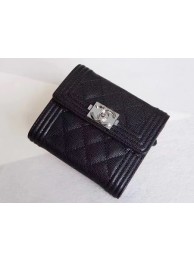 Chanel Matelasse Bi-Fold Wallet Black Cannage Patterns A48980 Silver HY3157Yf79