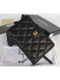 Chanel Matelasse Bi-Fold Wallet Black Sheepskin Leater A48667 Gold HY22785lU52