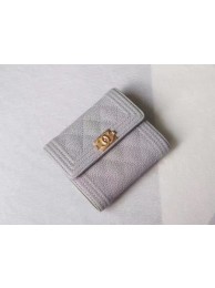 Chanel Matelasse Bi-Fold Wallet Grey Cannage Patterns A48980 Gold HY13889mV18