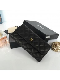 Chanel Matelasse Long Wallet Black Sheepskin Leather A50096 Gold HY27070fJ40