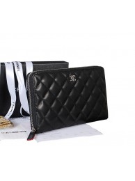 Chanel Matelasse Original Leather Zip Around Wallet A48982 Black HY29nQ90