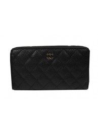 Chanel Matelasse Zip Around Wallet Black Cannage Pattern A50097 Gold HY14879tg76