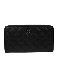 Chanel Matelasse Zip Around Wallet Black Cannage Pattern A50097 Silver HY25043UE80