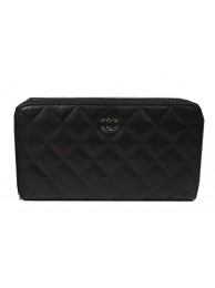 Chanel Matelasse Zip Around Wallet Black Sheepskin A50097 Silver HY7821ea89