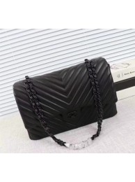Chanel Maxi Classic Flap Bag Chevron Sheepskin Leather A58601 Black HY694yC28