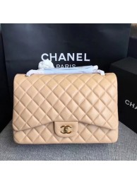 Chanel Maxi Quilted Classic Flap Bag Apricot Sheepskin Leather A58601 Gold HY6389Xp72