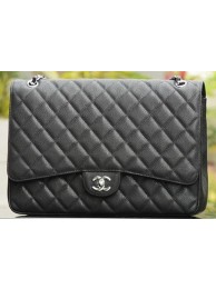 Chanel Maxi Quilted Classic Flap Bag Black Cannage Patterns A58601 Silver HY22421ea89