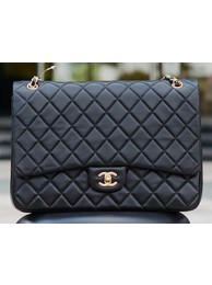 Chanel Maxi Quilted Classic Flap Bag Black Sheepskin A58601 Gold HY2811RX32