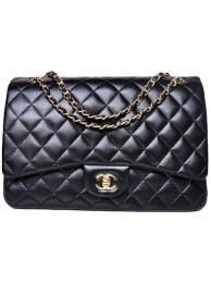 Chanel Maxi Quilted Classic Flap Bag Black Sheepskin A58601 Gold HY5544Ea63