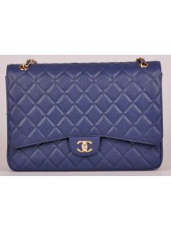 Chanel Maxi Quilted Classic Flap Bag Blue Cannage Pattern A58601 Gold HY8565nU55