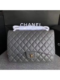 Chanel Maxi Quilted Classic Flap Bag Grey Sheepskin Leather A58601 Gold HY7235fw56