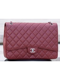 Chanel Maxi Quilted Classic Flap Bag Maroon Cannage Pattern A58601 Silver HY1669cf57