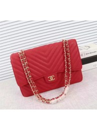 Chanel Maxi Quilted Classic Flap Bag Red Chevron Cannage Pattern A58601 Gold HY7004Ea63