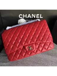Chanel Maxi Quilted Classic Flap Bag Red Sheepskin Leather A58601 Gold HY698Nw52